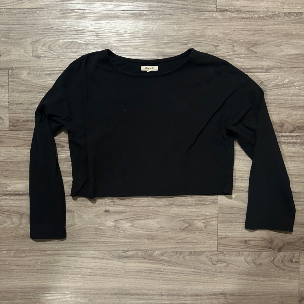 Madewell Black Long-Sleeve Cropped Top
